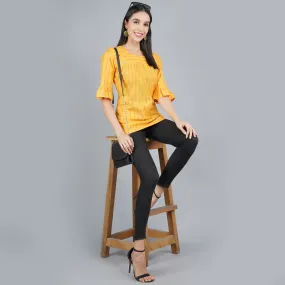 Darzaania Yellow Ikat Cotton Top