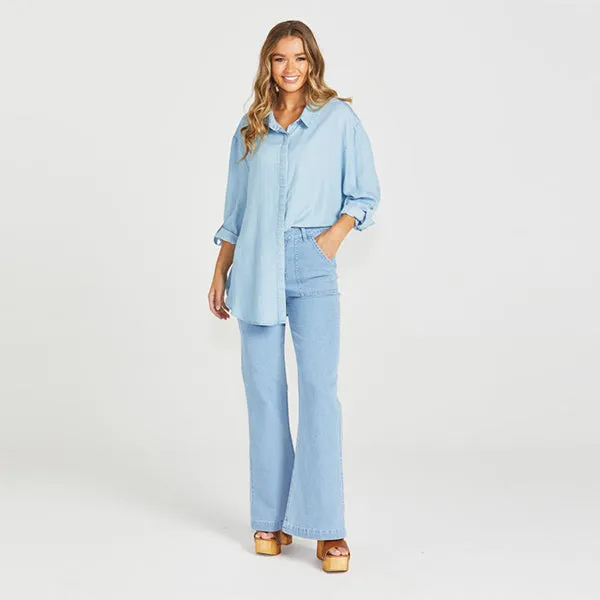 Davie Oversized Shirt - Chambray