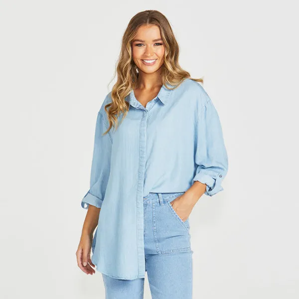 Davie Oversized Shirt - Chambray