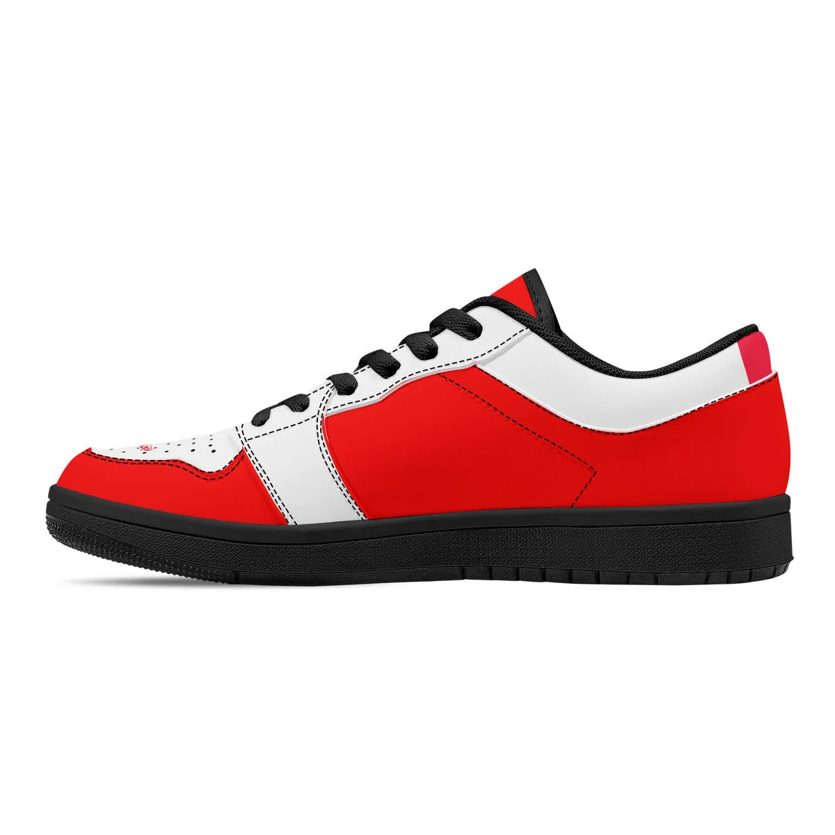 DCYG G4's Red & White, Black Sole Low-Top Leather Sneakers