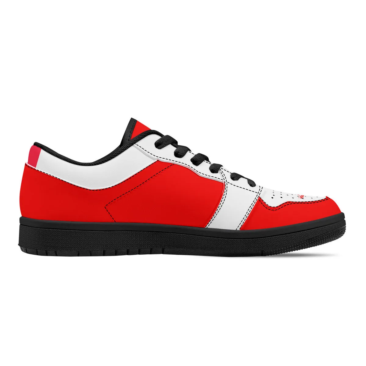 DCYG G4's Red & White, Black Sole Low-Top Leather Sneakers