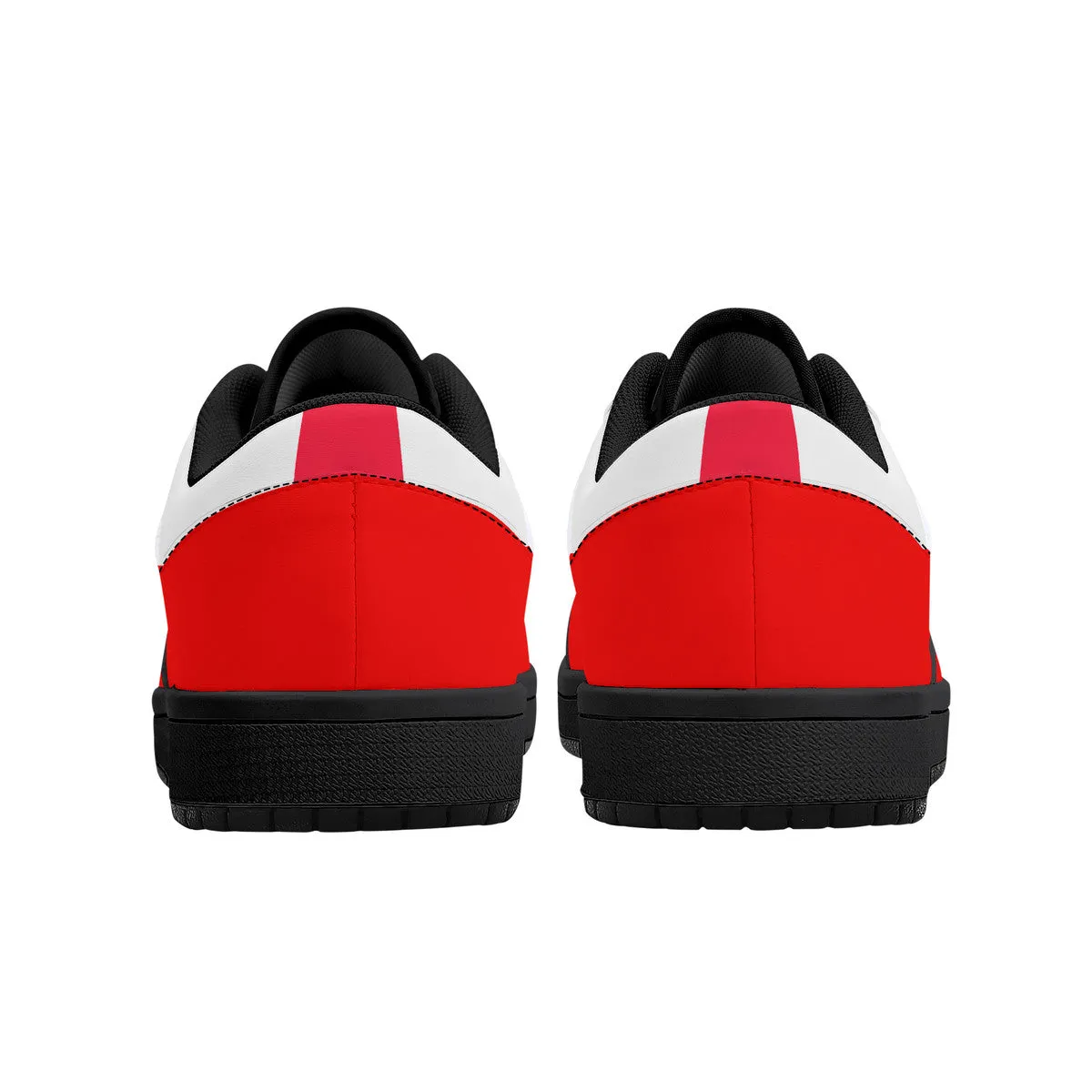 DCYG G4's Red & White, Black Sole Low-Top Leather Sneakers