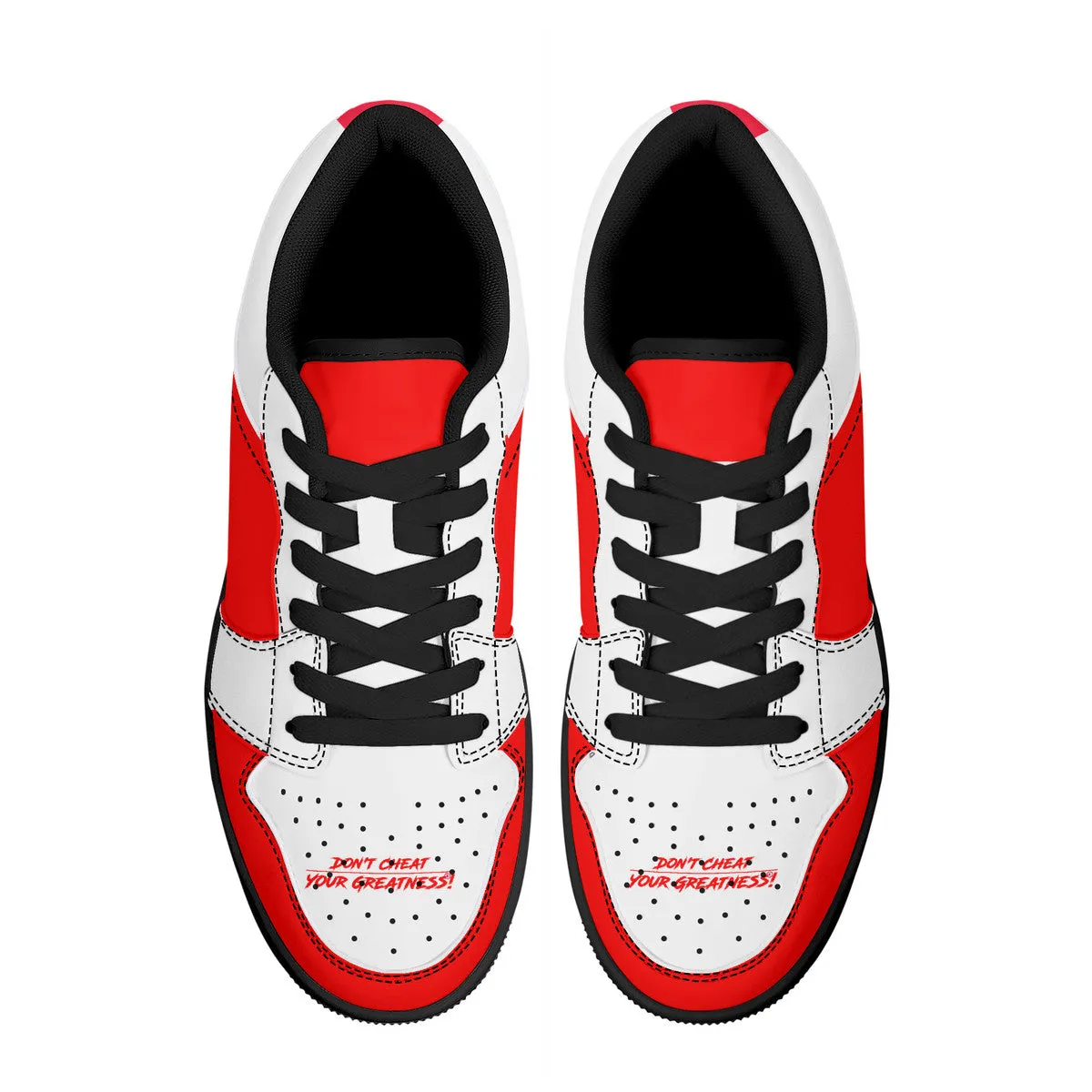 DCYG G4's Red & White, Black Sole Low-Top Leather Sneakers