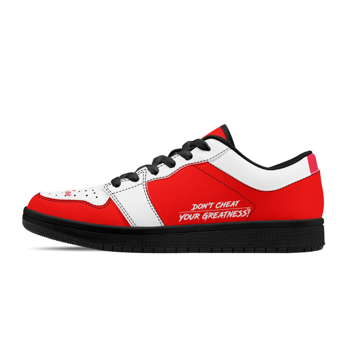 DCYG G4's Red & White, Black Sole Low-Top Leather Sneakers