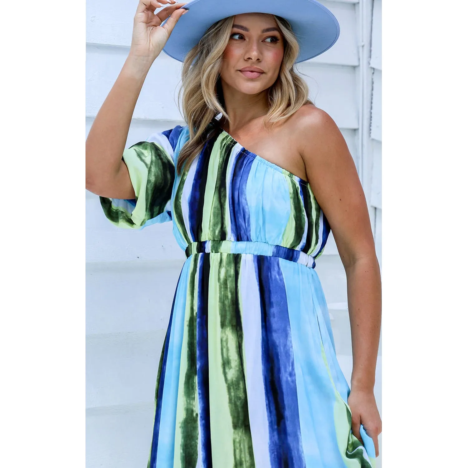 Dress Stripe One Shoulder