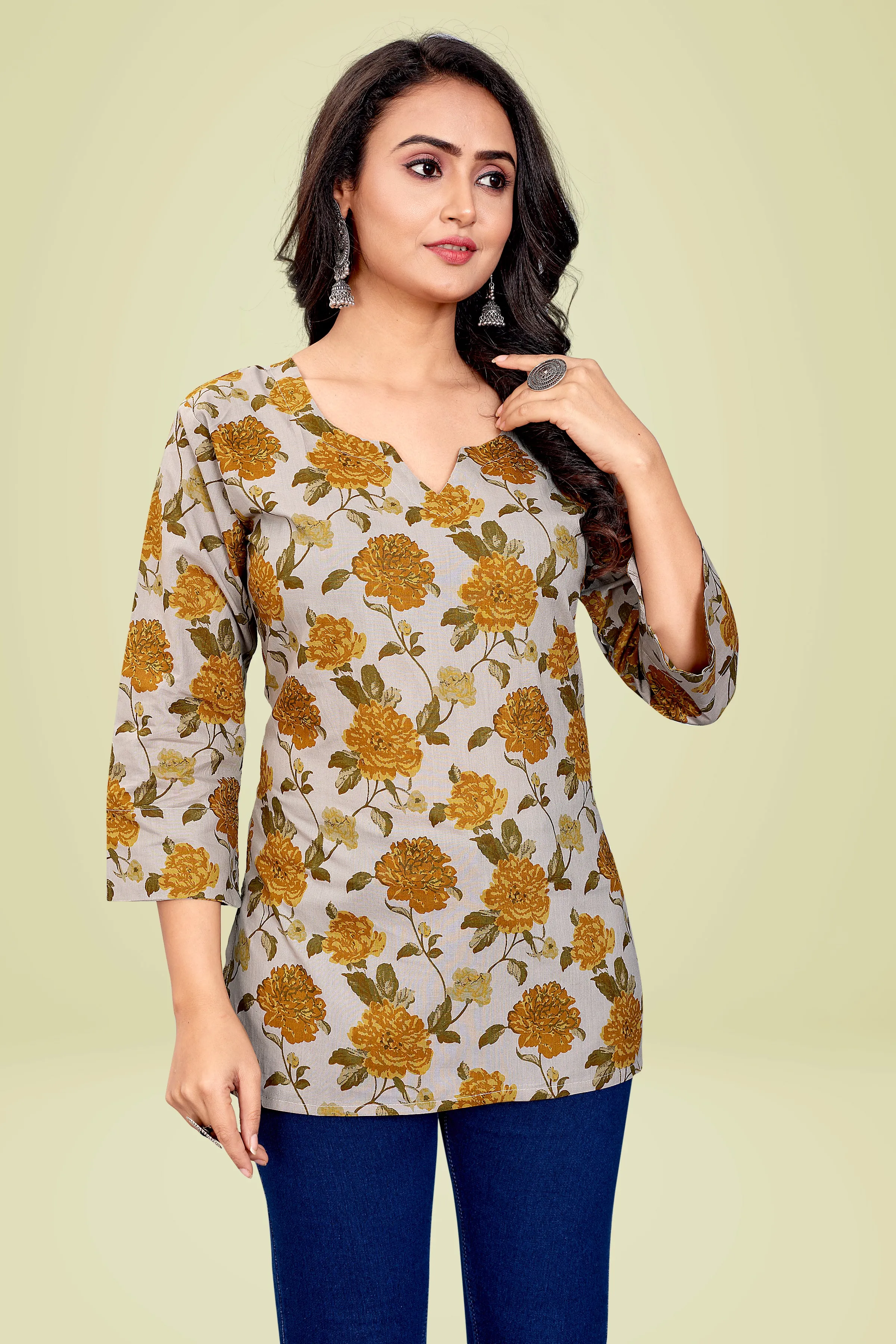 Ekisha's women printed multicolor cotton tunic top short kurti