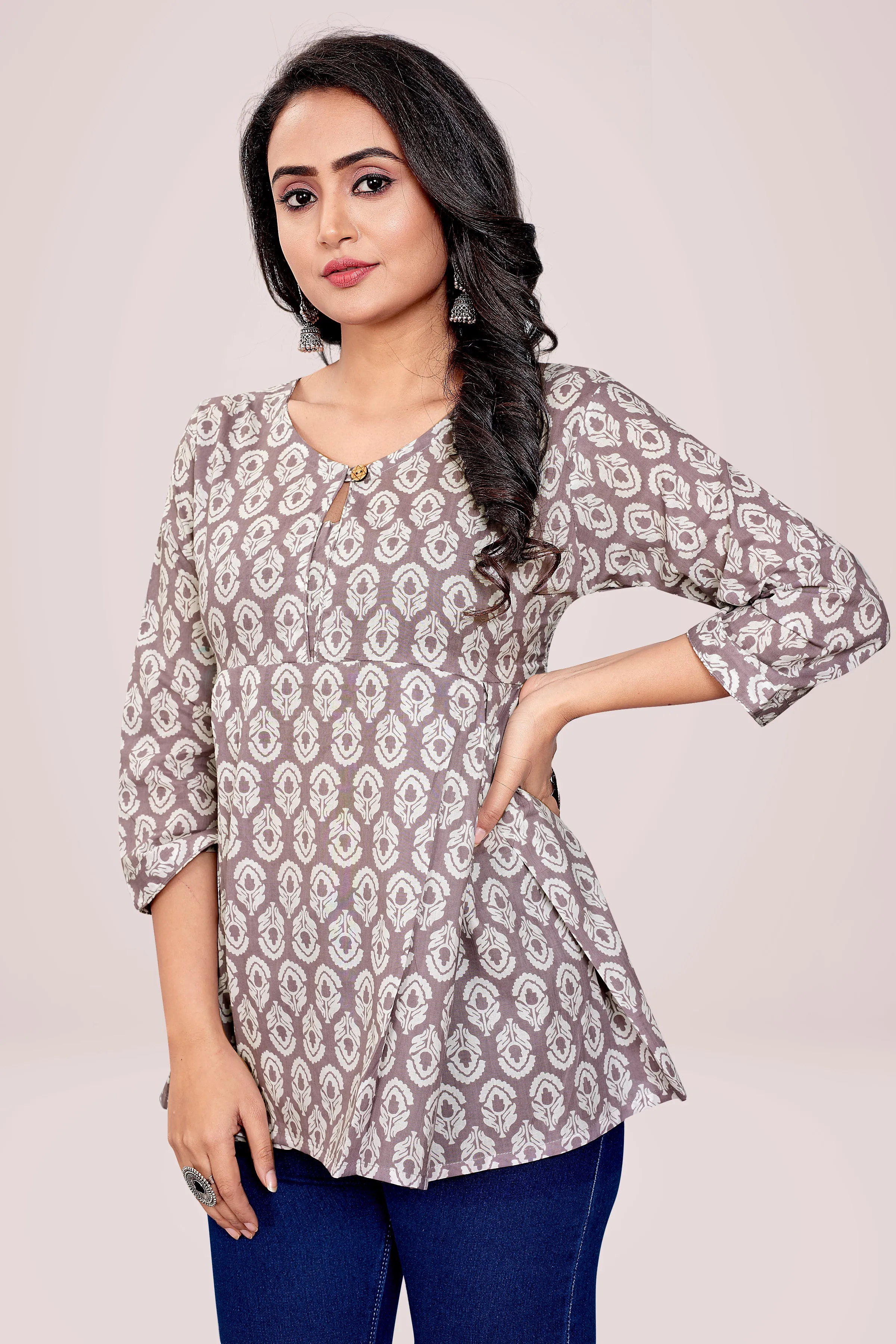 Ekisha's women printed paisley multicolor cotton tunic top short kurti