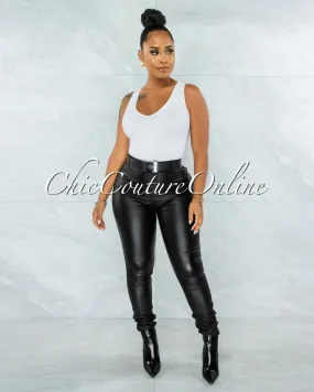 Eldone Black Faux Leather High-Waist Pants