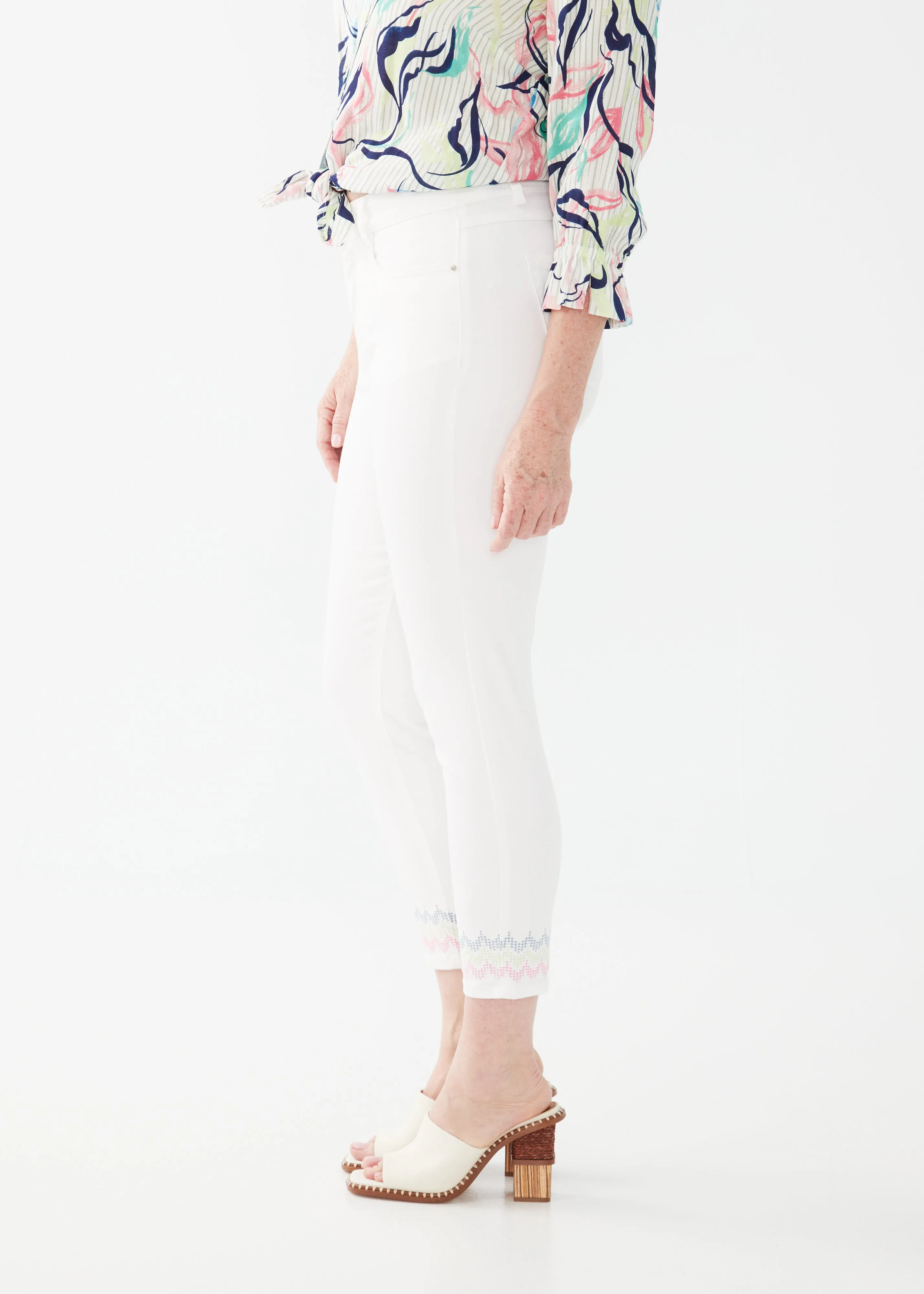 Embroidered Christina Slim Crop Denim