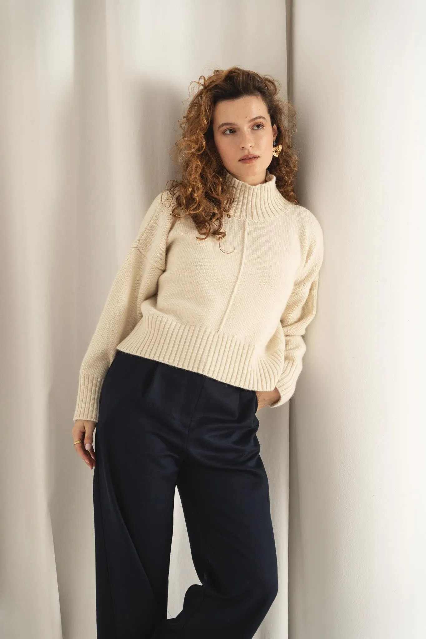 Emma White Alpaca Mockneck