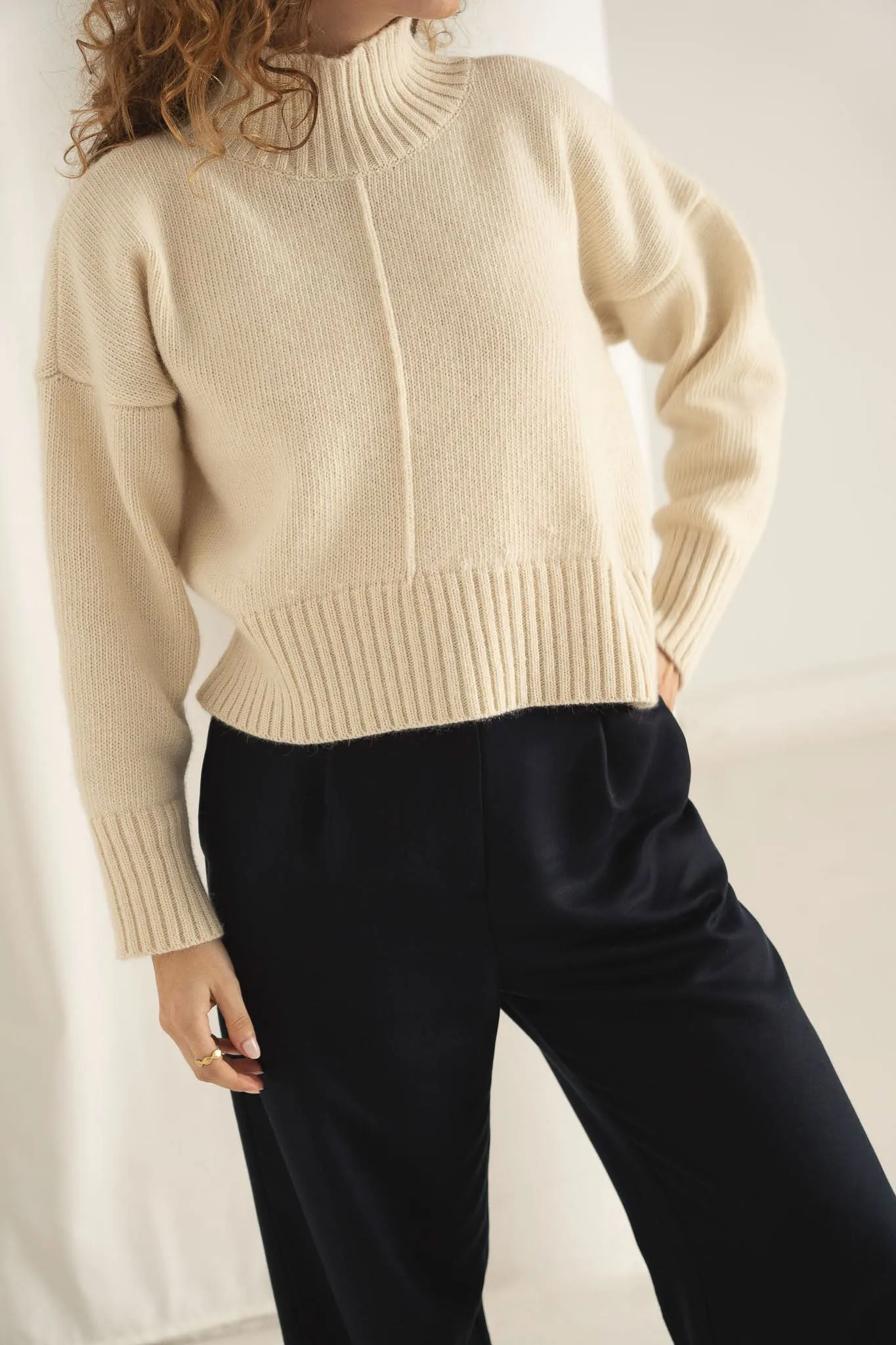 Emma White Alpaca Mockneck