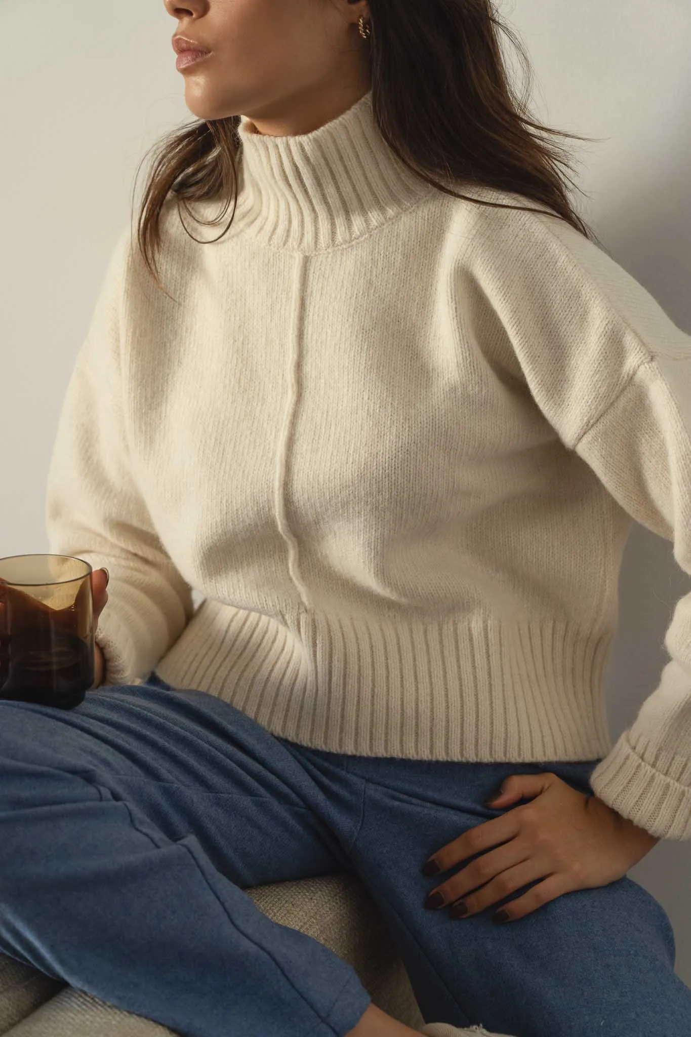 Emma White Alpaca Mockneck