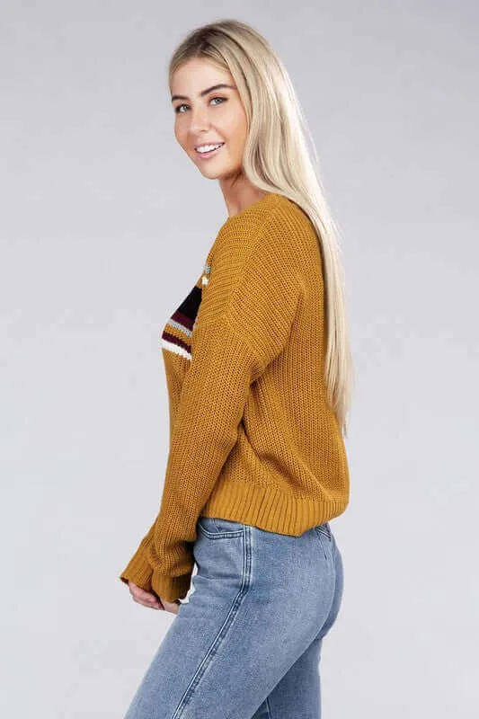 Everyday Strip Pullover Crop Sweater