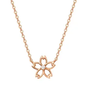 FANCIME "Lia" Cute Cherry Blossom Flower 14K Rose Gold Necklace