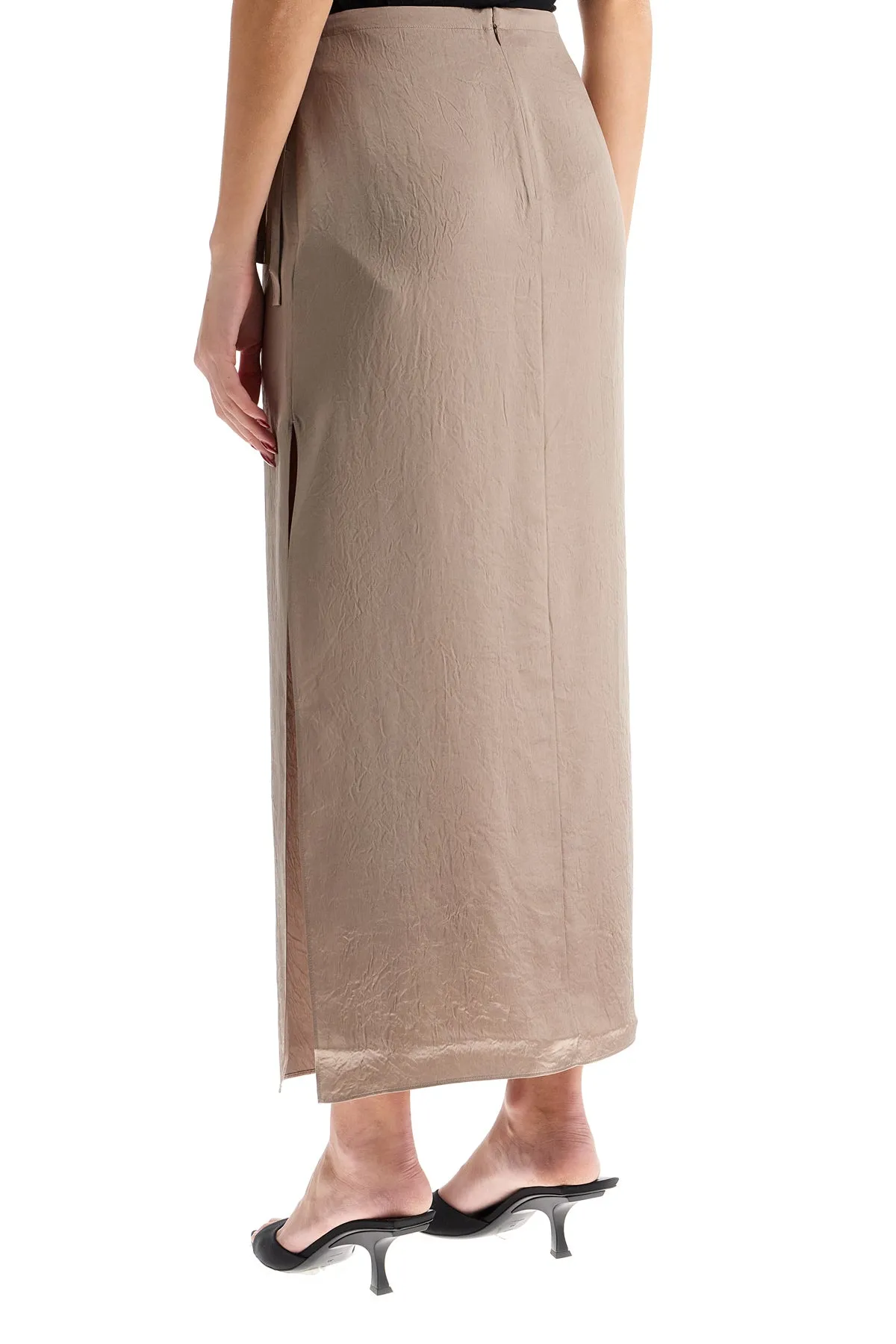 Filippa K Ruffled Satin Midi Skirt With