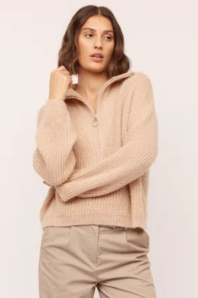 Florie Zip Knit - Lt Sand