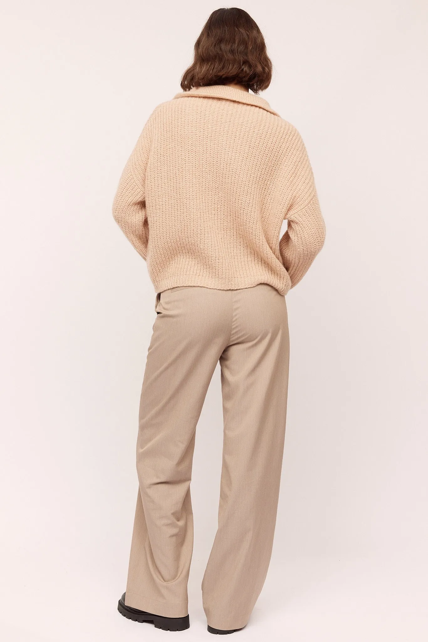 Florie Zip Knit - Lt Sand