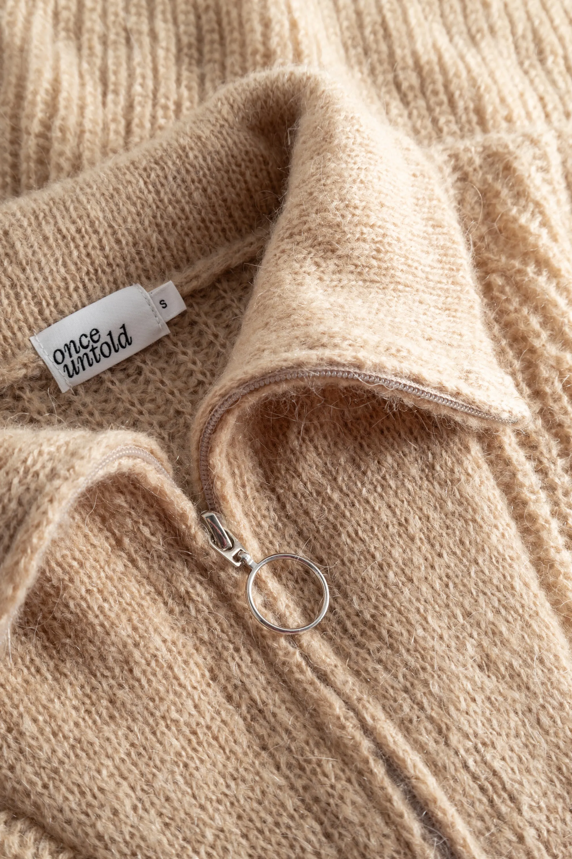 Florie Zip Knit - Lt Sand