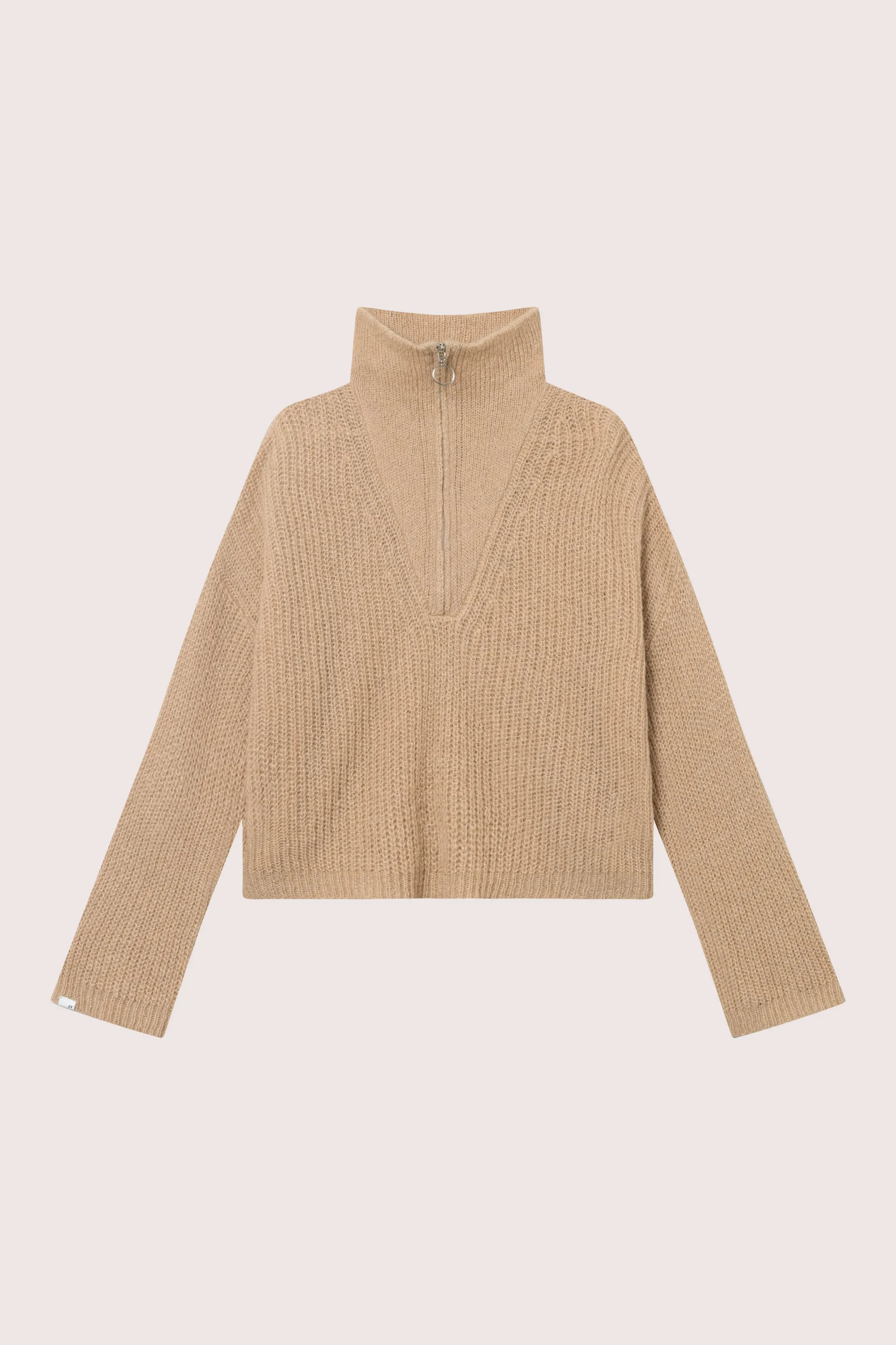 Florie Zip Knit - Lt Sand