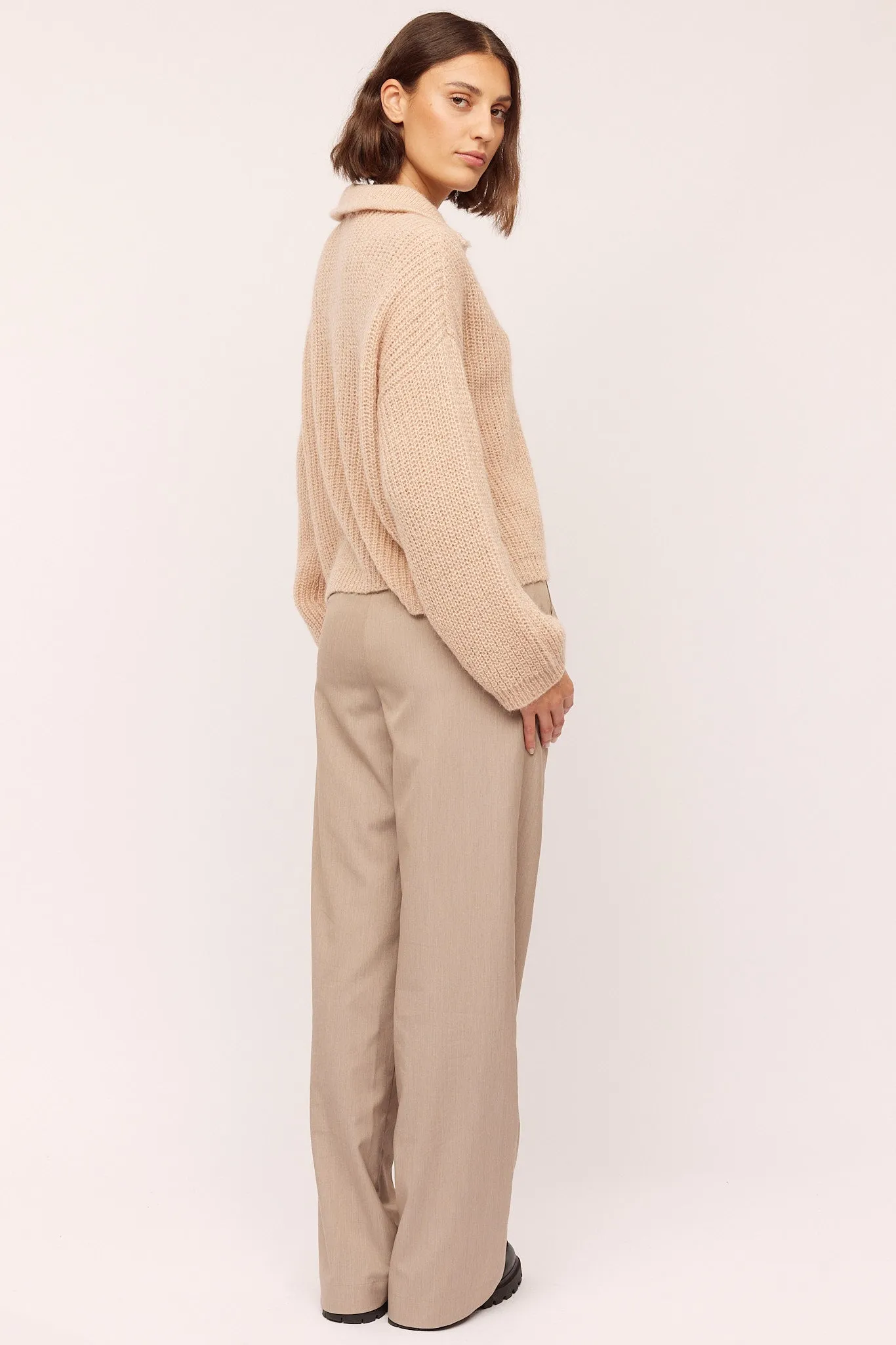 Florie Zip Knit - Lt Sand