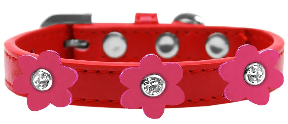 Flower Premium Collar Red With Pink Flowers Size 12