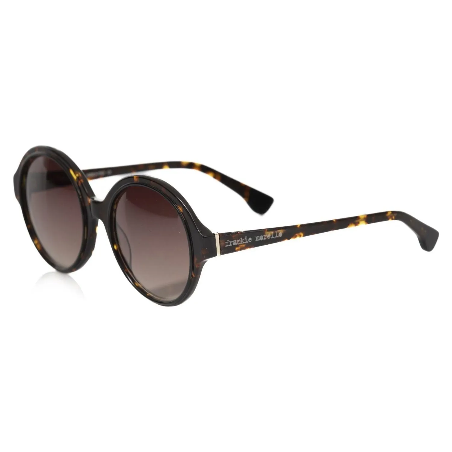 Frankie Morello Chic Black Turtle Pattern Round Sunglasses