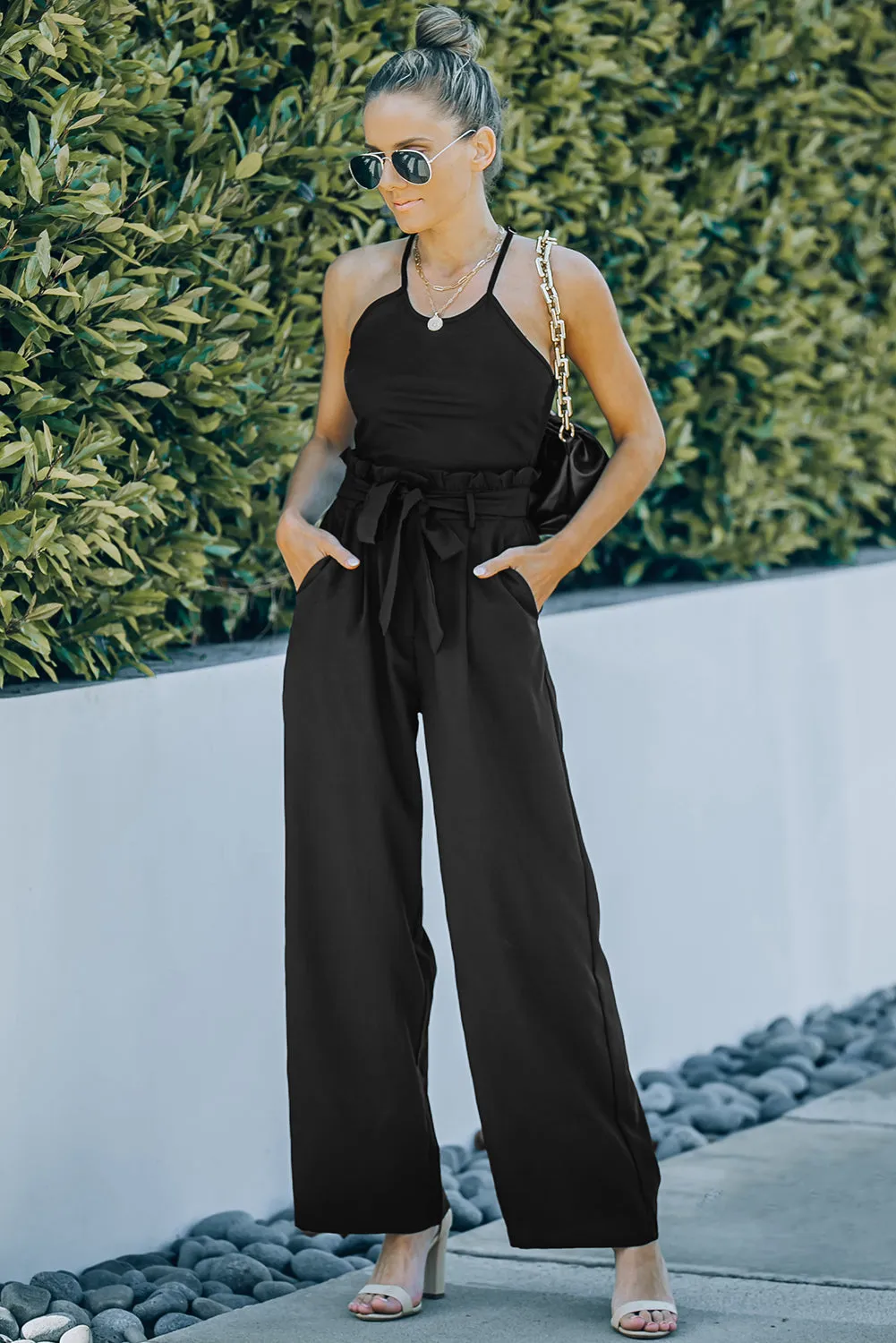 Frilled High Waist Wide Leg Pants