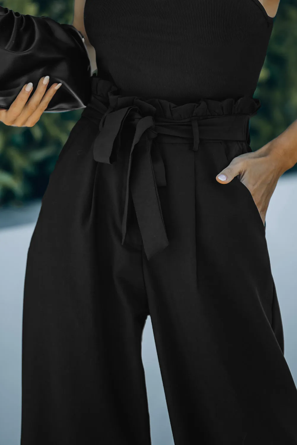 Frilled High Waist Wide Leg Pants