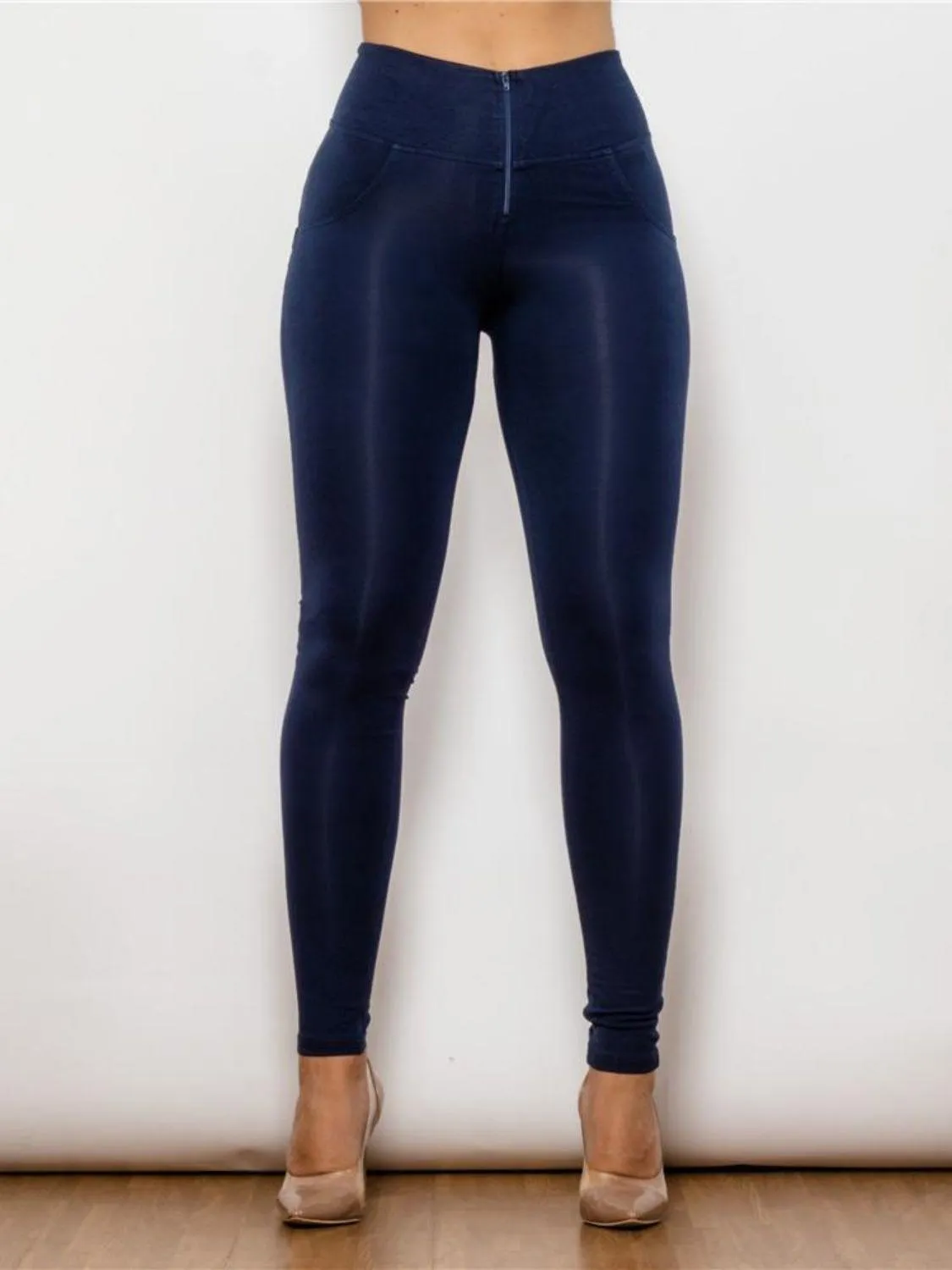 Full Size Zip Detail High Waist Leggings