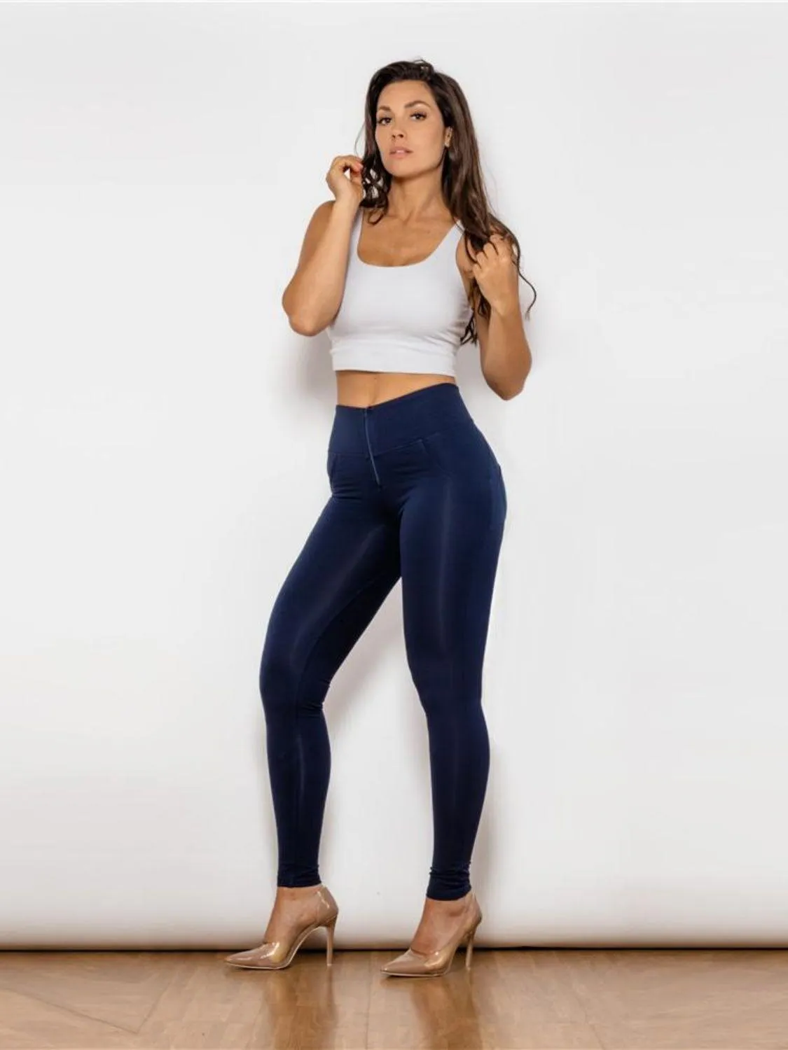 Full Size Zip Detail High Waist Leggings