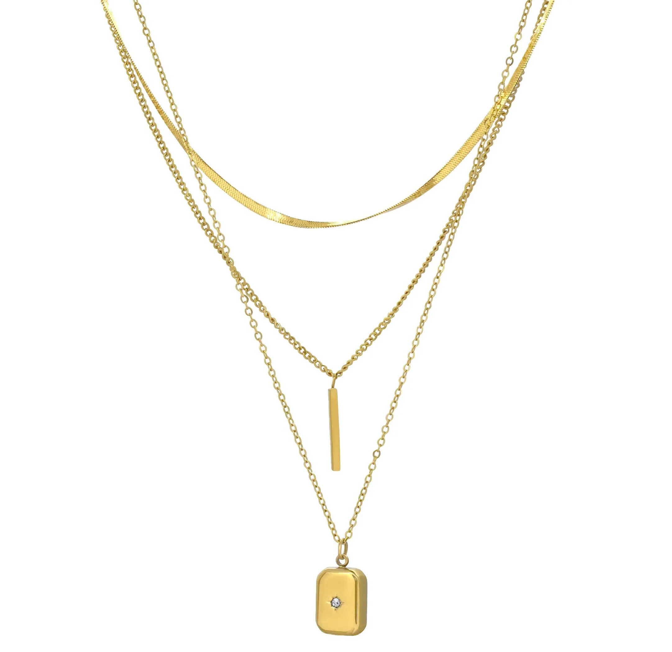 GABRIELLE GOLD STARBURST STACK NECKLACE