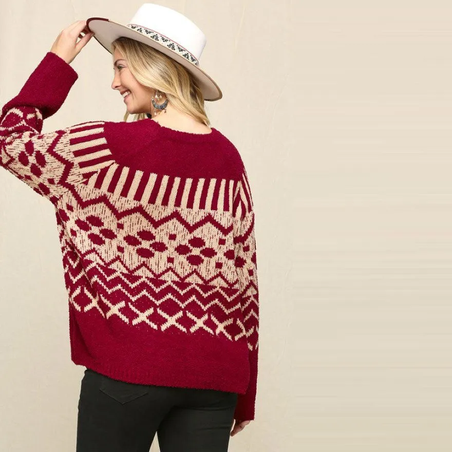 Geo Fair Isle Crewneck Sweater