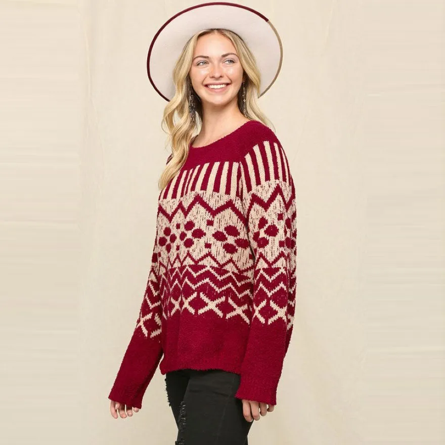 Geo Fair Isle Crewneck Sweater