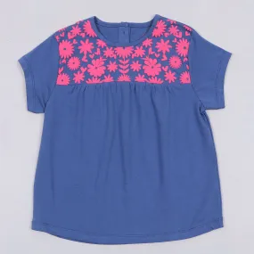 Girls Flower Print Flared Top