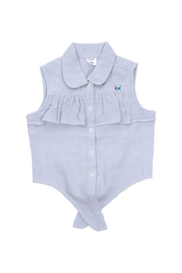 Girls Wave Tie Knot Shirt