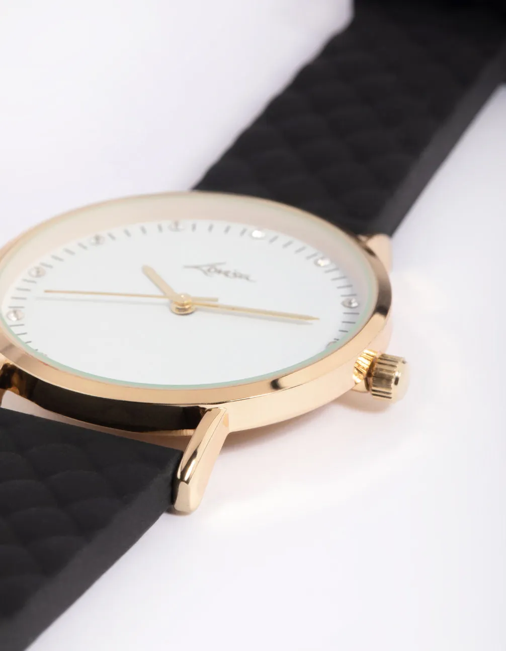 Gold & Black Diamante Watch