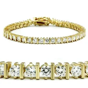 Gold Brass Bracelet with AAA Grade CZ in Clear for Women Style 47205