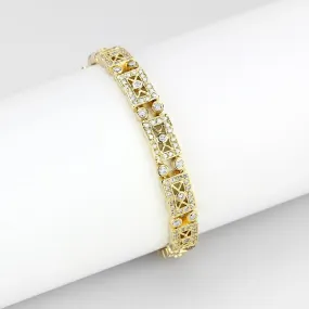 Gold Brass Bracelet with AAA Grade CZ in Clear for Women Style LO4735