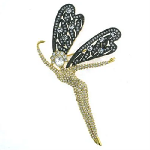 Gold Brass Brooches with Top Grade Crystal in Clear for Women Clear Stone Color Style LOA280