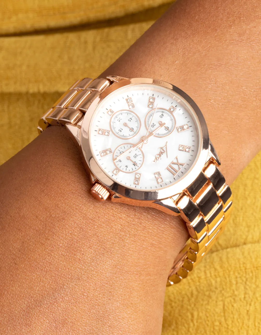 Gold Marble Diamante Watch