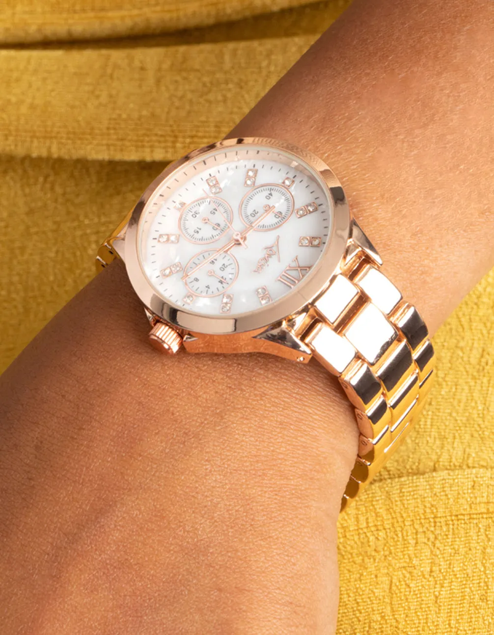 Gold Marble Diamante Watch