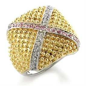 Gold Rhodium Brass Ring with AAA Grade CZ in Rose for Women Style 8X144