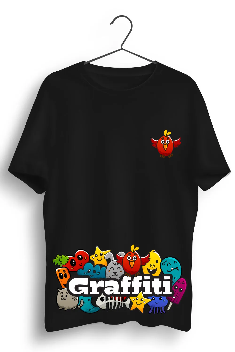 Graffiti Graphic Printed Black Tshirt