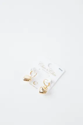 Heart Drop Huggie Earring, Gold