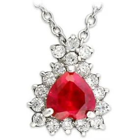 High-Polished 925 Sterling Silver Chain Pendant with Synthetic Corundum in Ruby for Women Style LOA636