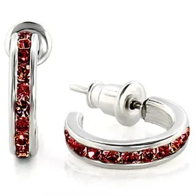 High-Polished 925 Sterling Silver Earrings with Top Grade Crystal in Garnet for Women Garnet Stone Color Style LOAS1352