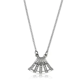 High polished (no plating) Stainless Steel Chain Pendant with AAA Grade CZ in Clear for Women Style DA380