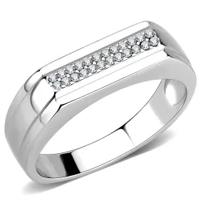 High polished (no plating) Stainless Steel Ring with AAA Grade CZ in Clear for Women Style DA251