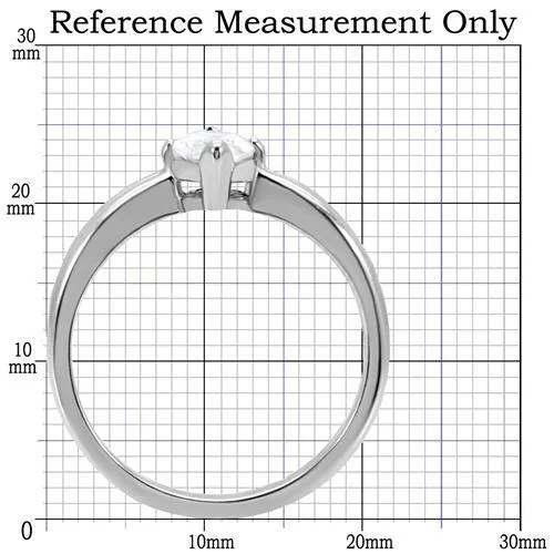 High polished (no plating) Stainless Steel Ring with AAA Grade CZ in Clear for Women Style TK103