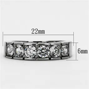 High polished (no plating) Stainless Steel Ring with AAA Grade CZ in Clear for Women Style TK1082